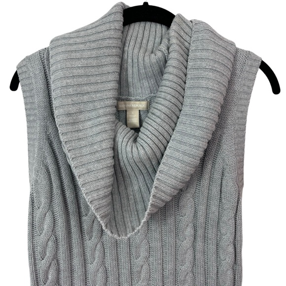 Banana Republic Cowl Neck Cable Knit Grey Sweater Vest Cashmere Blend Size S - Picture 7 of 9